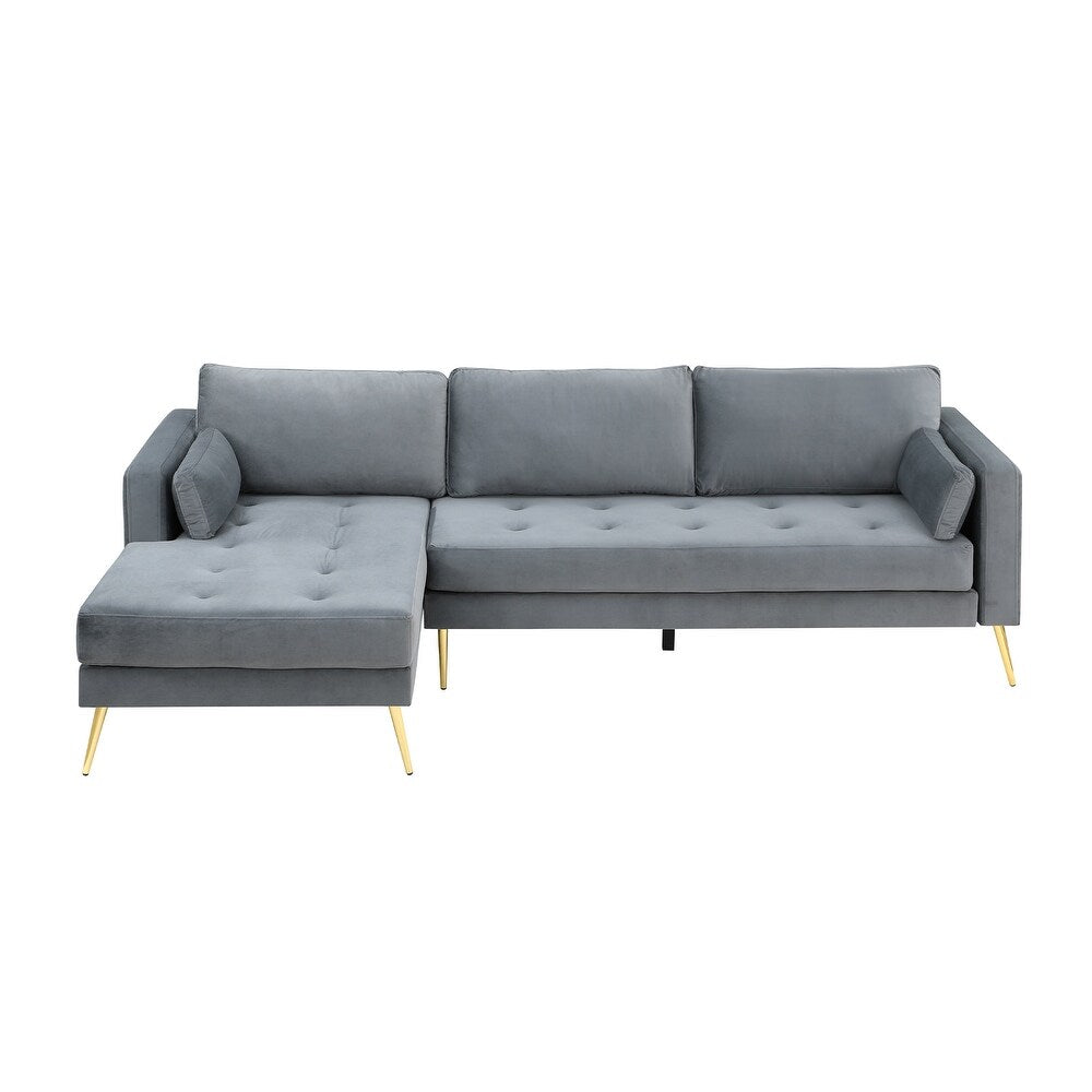 Volly High Back Couch Mid-century Suede SS Legs Chaise Sofa