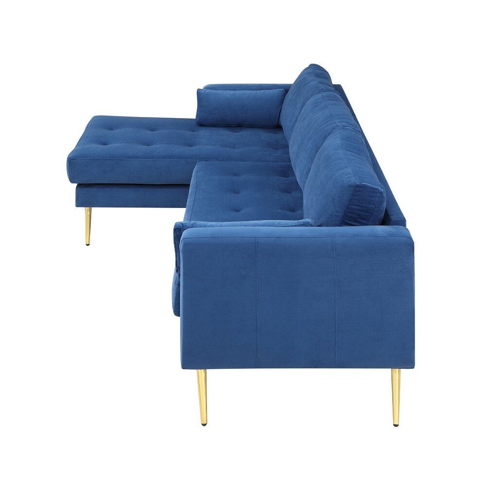 Volly High Back Couch Mid-century Suede SS Legs Chaise Sofa