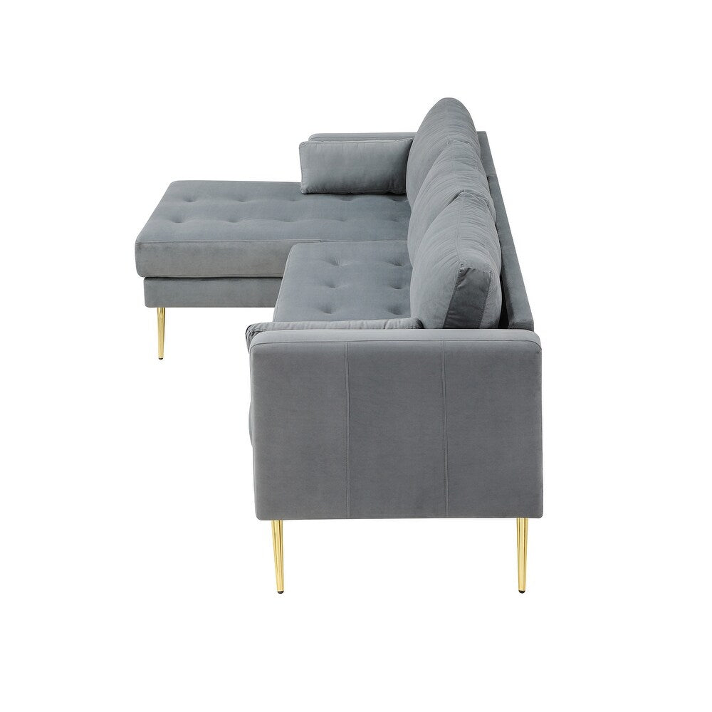 Volly High Back Couch Mid-century Suede SS Legs Chaise Sofa