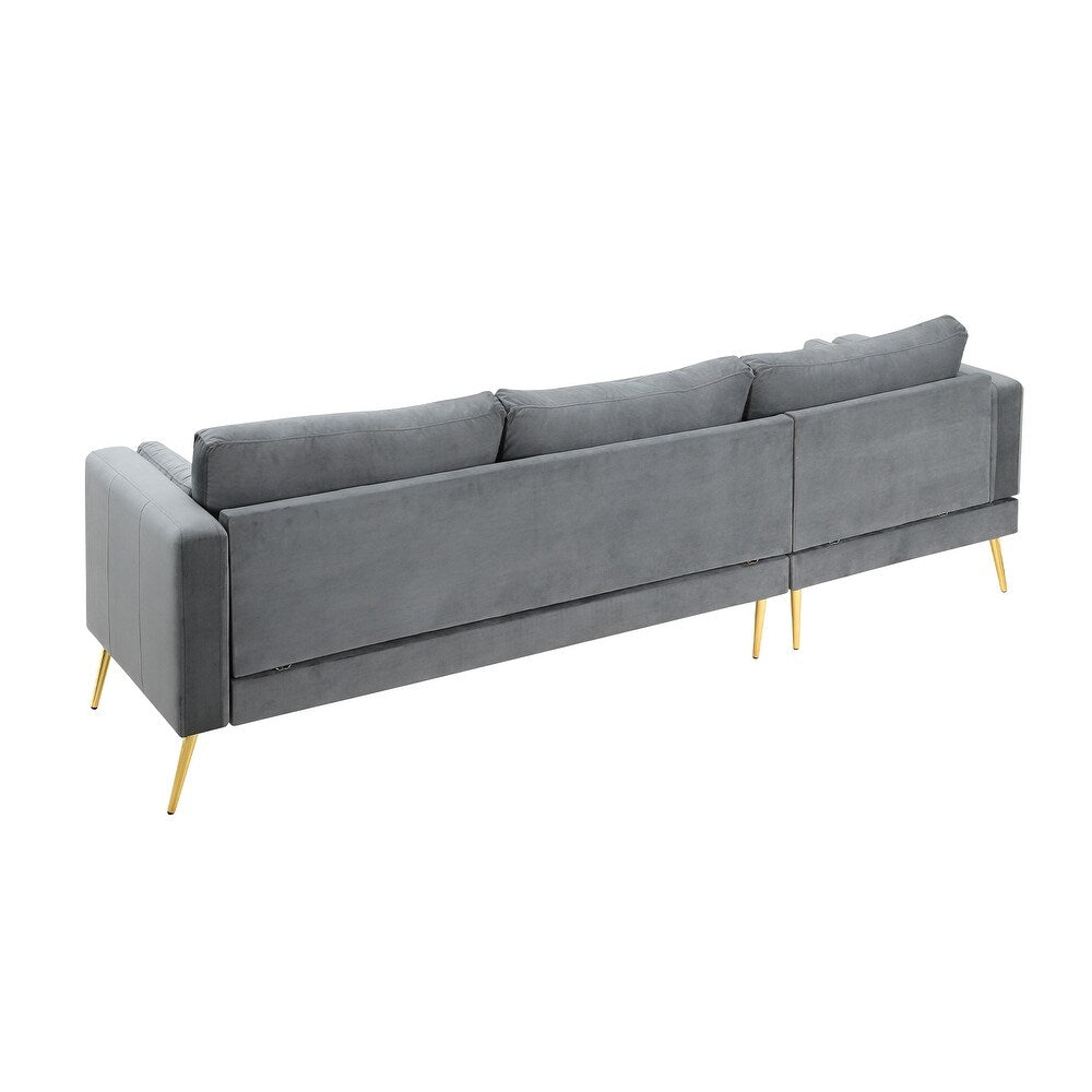 Volly High Back Couch Mid-century Suede SS Legs Chaise Sofa