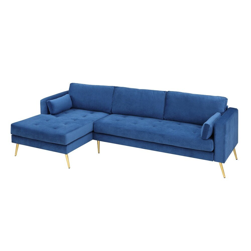 Volly High Back Couch Mid-century Suede SS Legs Chaise Sofa