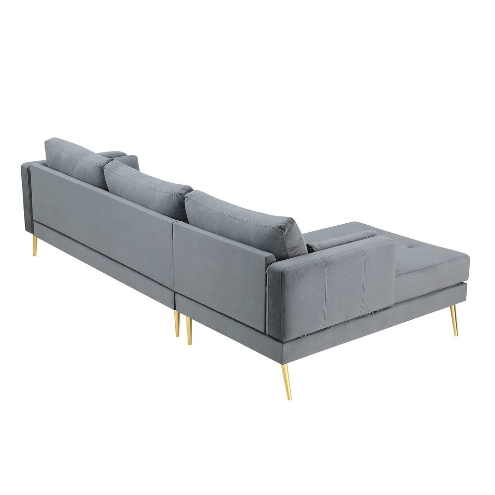 Volly High Back Couch Mid-century Suede SS Legs Chaise Sofa