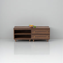 Load image into Gallery viewer, Stava Modular Credenza System | Solid Walnut/Teak/Oak Wood (2x2) | 5.5 Feet Length
