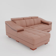 Load image into Gallery viewer, Leather Sofa Rossato | Adjustable Headrest &amp; Wooden Panel Armrests | Premium Design with Console Options: Speakers, Storage, &amp; Cup Holders | Direct from Factory
