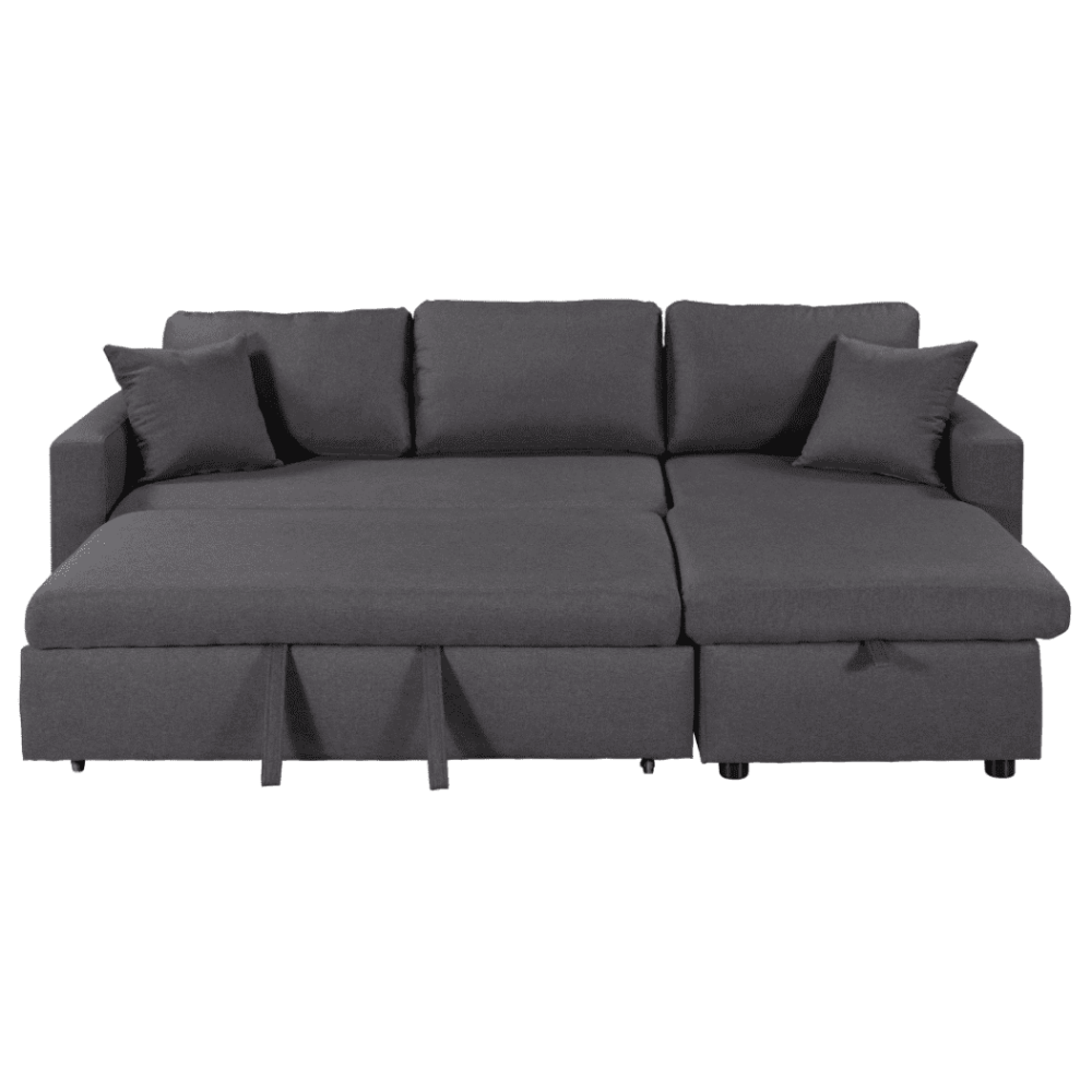 Glossy L-Shaped Sectional Storage Sofa Cum Bed