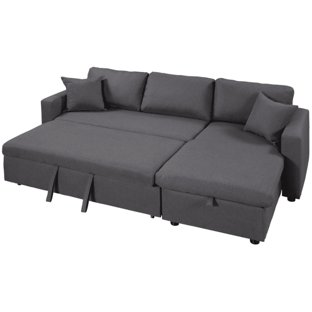 Glossy L-Shaped Sectional Storage Sofa Cum Bed