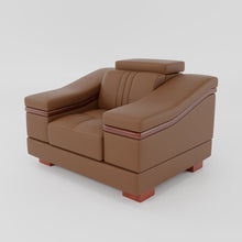 Load image into Gallery viewer, Leather Sofa Rossato | Adjustable Headrest &amp; Wooden Panel Armrests | Premium Design with Console Options: Speakers, Storage, &amp; Cup Holders | Direct from Factory
