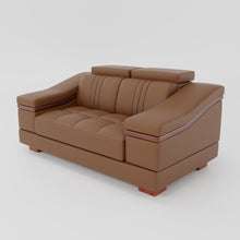 Load image into Gallery viewer, Leather Sofa Rossato | Adjustable Headrest &amp; Wooden Panel Armrests | Premium Design with Console Options: Speakers, Storage, &amp; Cup Holders | Direct from Factory
