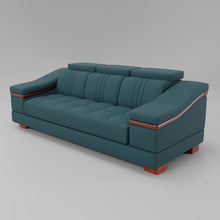 Load image into Gallery viewer, Leather Sofa Rossato | Adjustable Headrest &amp; Wooden Panel Armrests | Premium Design with Console Options: Speakers, Storage, &amp; Cup Holders | Direct from Factory
