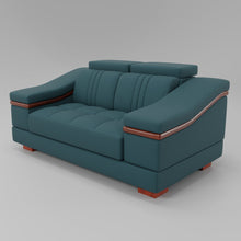 Load image into Gallery viewer, Leather Sofa Rossato | Adjustable Headrest &amp; Wooden Panel Armrests | Premium Design with Console Options: Speakers, Storage, &amp; Cup Holders | Direct from Factory
