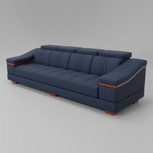 Load image into Gallery viewer, Leather Sofa Rossato | Adjustable Headrest &amp; Wooden Panel Armrests | Premium Design with Console Options: Speakers, Storage, &amp; Cup Holders | Direct from Factory
