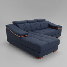 Load image into Gallery viewer, Leather Sofa Rossato | Adjustable Headrest &amp; Wooden Panel Armrests | Premium Design with Console Options: Speakers, Storage, &amp; Cup Holders | Direct from Factory
