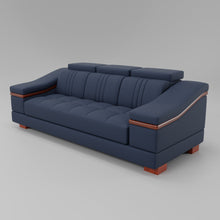 Load image into Gallery viewer, Leather Sofa Rossato | Adjustable Headrest &amp; Wooden Panel Armrests | Premium Design with Console Options: Speakers, Storage, &amp; Cup Holders | Direct from Factory

