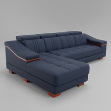 Load image into Gallery viewer, Leather Sofa Rossato | Adjustable Headrest &amp; Wooden Panel Armrests | Premium Design with Console Options: Speakers, Storage, &amp; Cup Holders | Direct from Factory
