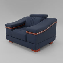 Load image into Gallery viewer, Leather Sofa Rossato | Adjustable Headrest &amp; Wooden Panel Armrests | Premium Design with Console Options: Speakers, Storage, &amp; Cup Holders | Direct from Factory
