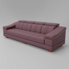 Load image into Gallery viewer, Leather Sofa Rossato | Adjustable Headrest &amp; Wooden Panel Armrests | Premium Design with Console Options: Speakers, Storage, &amp; Cup Holders | Direct from Factory
