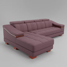 Load image into Gallery viewer, Leather Sofa Rossato | Adjustable Headrest &amp; Wooden Panel Armrests | Premium Design with Console Options: Speakers, Storage, &amp; Cup Holders | Direct from Factory
