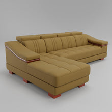 Load image into Gallery viewer, Leather Sofa Rossato | Adjustable Headrest &amp; Wooden Panel Armrests | Premium Design with Console Options: Speakers, Storage, &amp; Cup Holders | Direct from Factory
