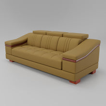 Load image into Gallery viewer, Leather Sofa Rossato | Adjustable Headrest &amp; Wooden Panel Armrests | Premium Design with Console Options: Speakers, Storage, &amp; Cup Holders | Direct from Factory
