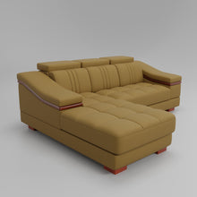 Load image into Gallery viewer, Leather Sofa Rossato | Adjustable Headrest &amp; Wooden Panel Armrests | Premium Design with Console Options: Speakers, Storage, &amp; Cup Holders | Direct from Factory
