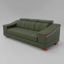 Load image into Gallery viewer, Leather Sofa Rossato | Adjustable Headrest &amp; Wooden Panel Armrests | Premium Design with Console Options: Speakers, Storage, &amp; Cup Holders | Direct from Factory
