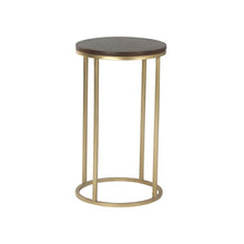 Load image into Gallery viewer, Windhaven Round Wooden Side Table in Gold Finish

