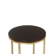Load image into Gallery viewer, Windhaven Round Wooden Side Table in Gold Finish
