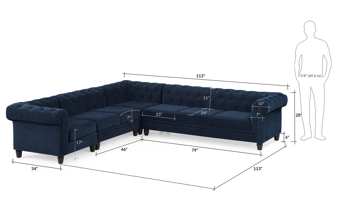 Chesterfield Sectional Sofa 6 Seater