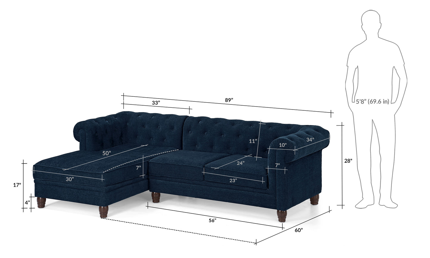 Chesterfield Sectional Sofa 2 Seater