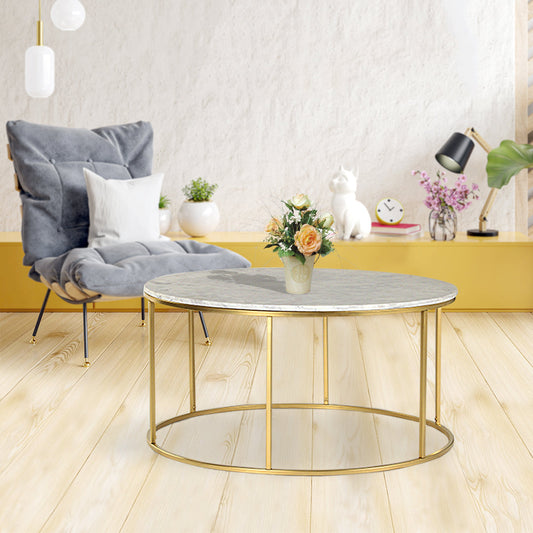 Noah Marble Coffee Table In Gold Finish