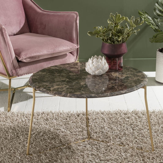 Raphia Marble Coffee Table In Gold Finish