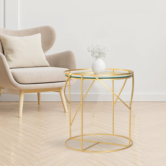 Cassidy Glass Side Table In Gold Finish