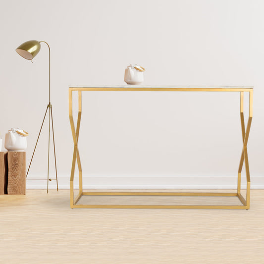 Aero Marble Console Table In Gold Finish