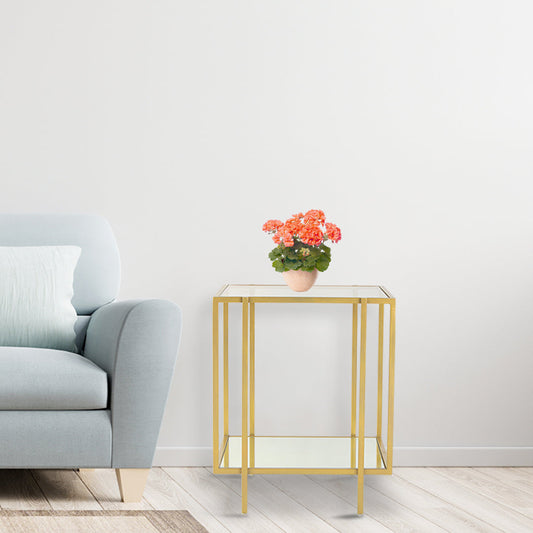 Osby Glass Side Table In Gold Finish