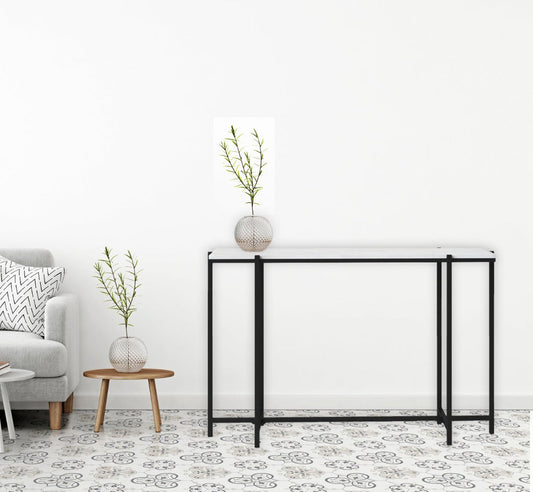 Libra Marble Console Table In Black Finish