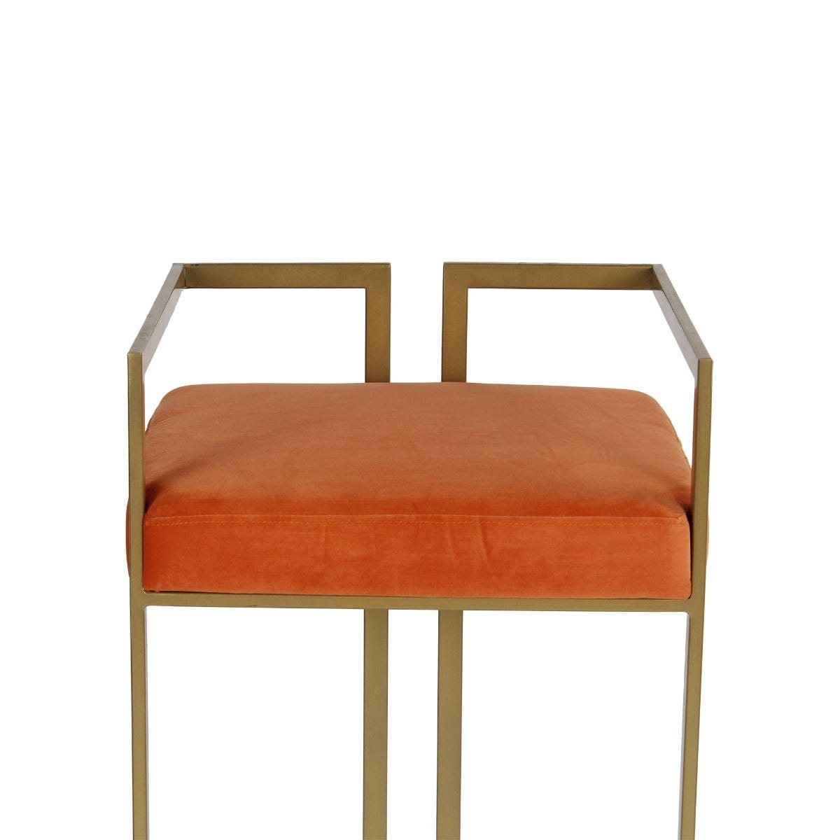 Rossi Orange Velvet Fabric Metal Bar Chair In Gold Finish