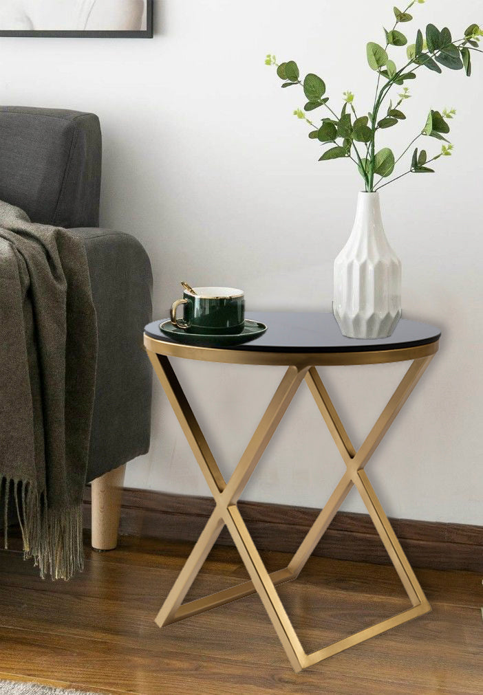 Orla Black Glass End Table