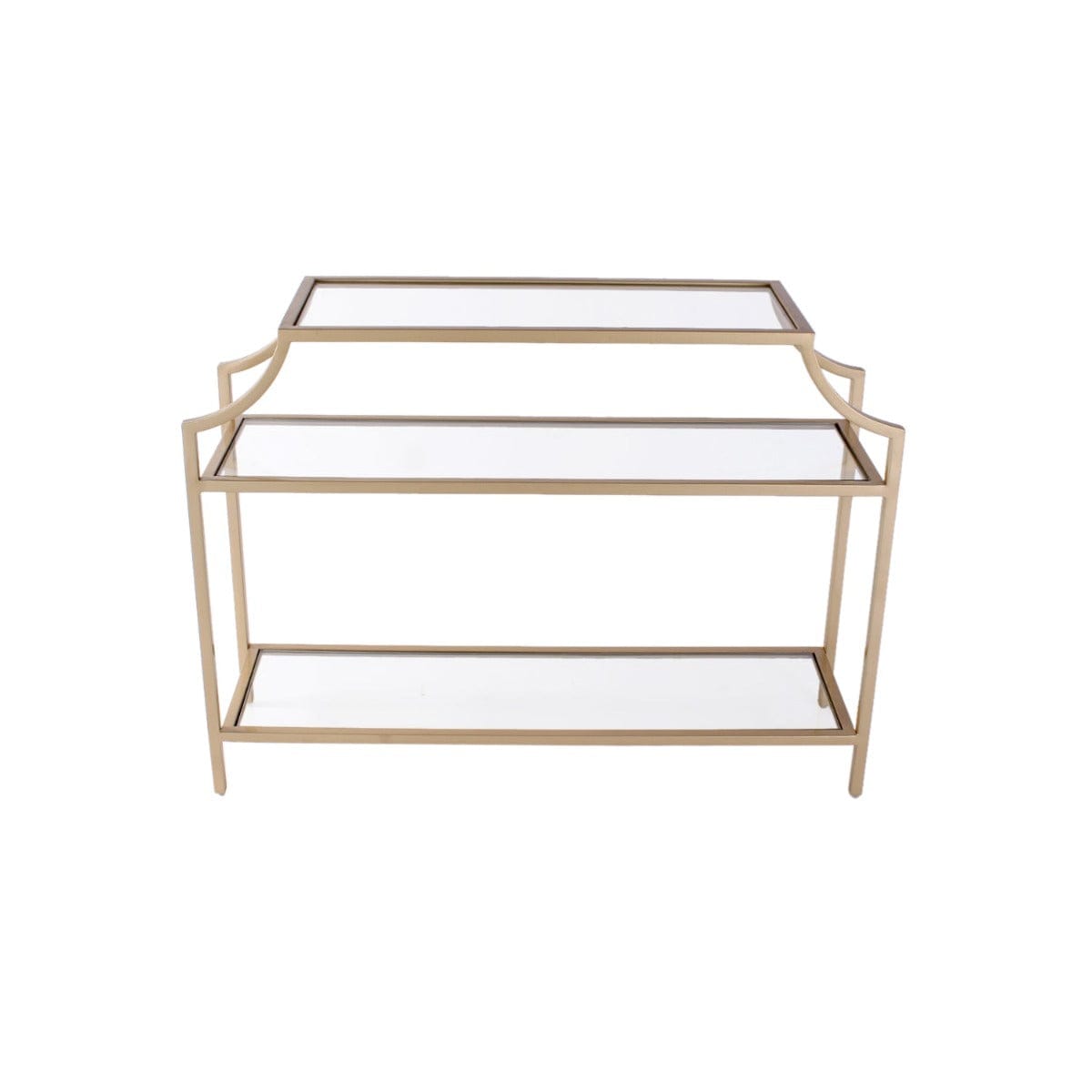 Lapis Glass Console Table In Gold Finish