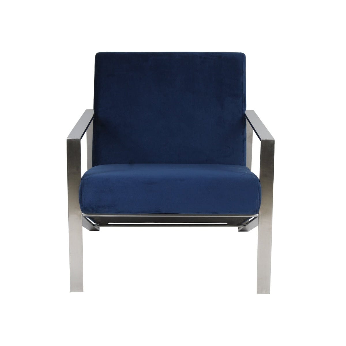 Mosby Stainless Steel Lounge Chair With Blue Velvet Fabric