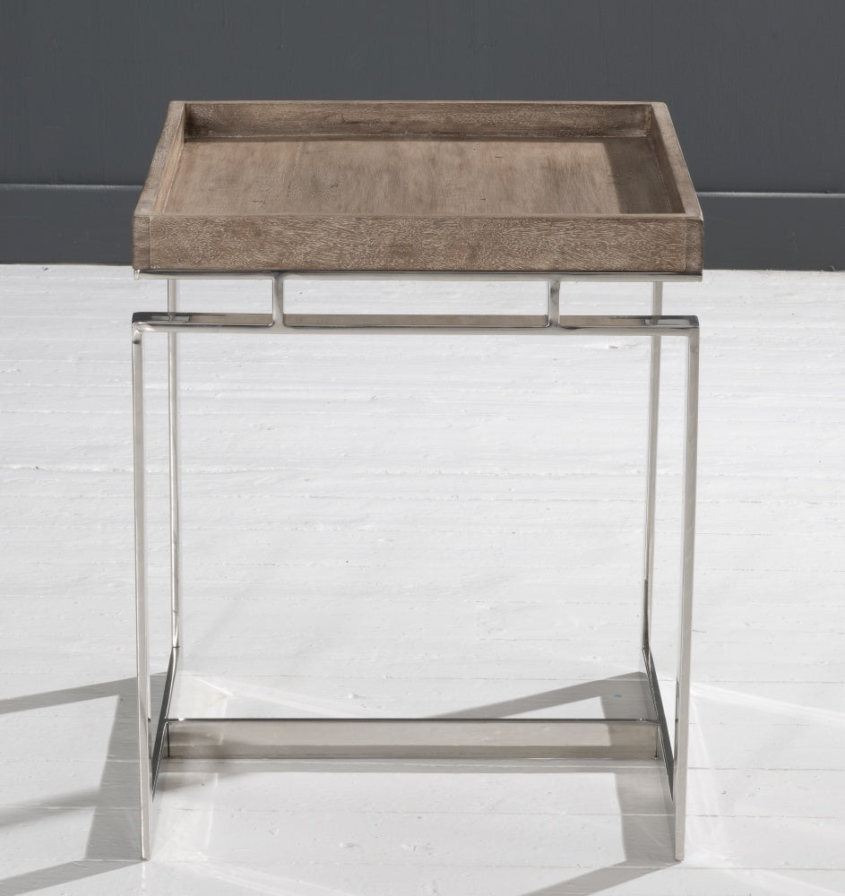 Harring Wooden Side Table In Chrome Finish