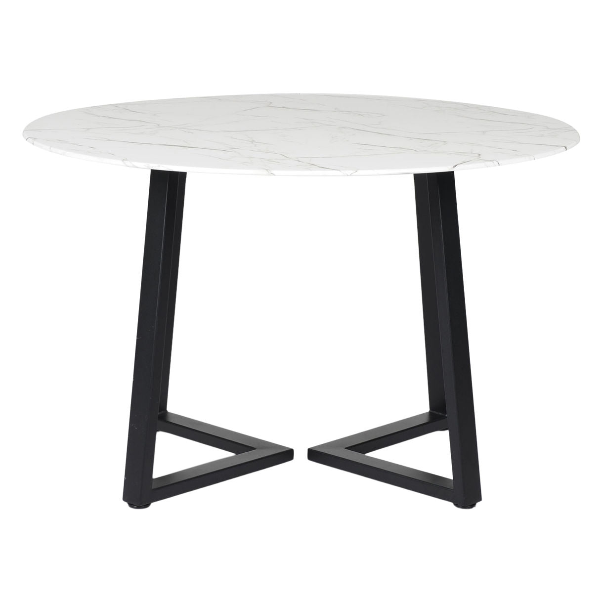 Fugura Round 6 Seater Marble Dining Table In Black Finish