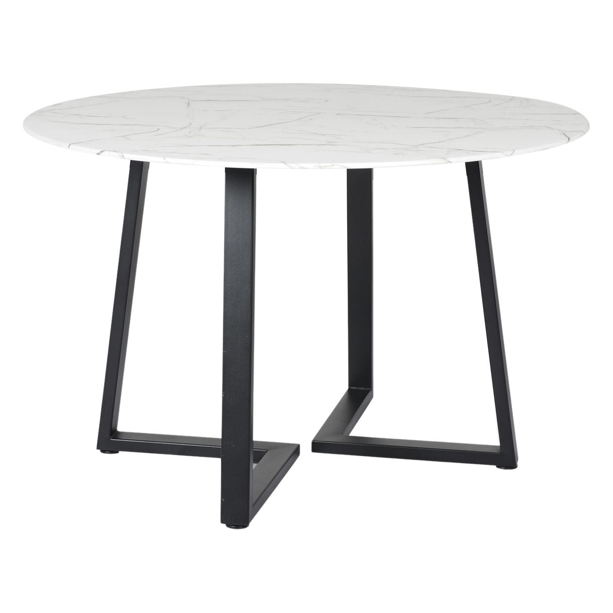 Fugura Round 6 Seater Marble Dining Table In Black Finish