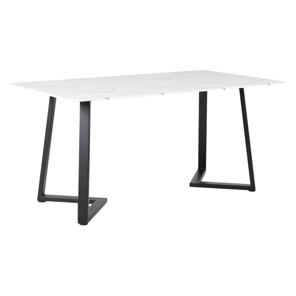 Fugura Marble 6 Seater Dining Table In Black Finish