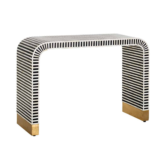 Abel Bone Inlay Console table with Brass Cladding feet
