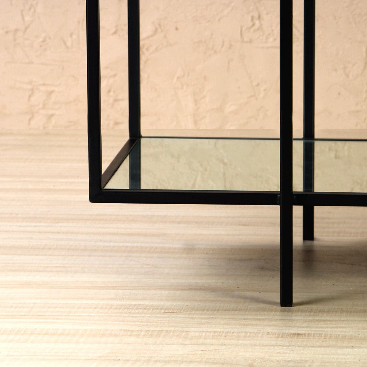 Osby Glass Console Table In Black Finish
