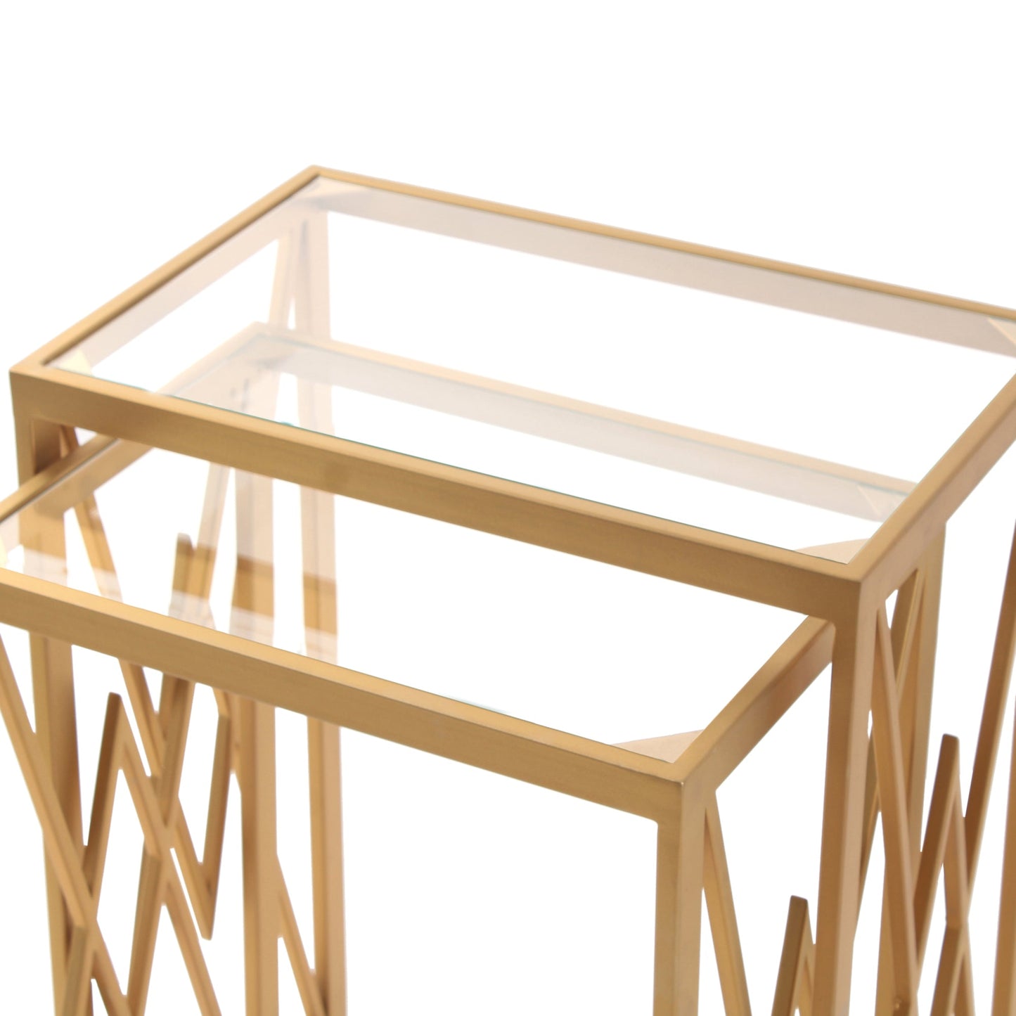 Klaus Clear Glass Nesting Side Table in Dark Gold Finish