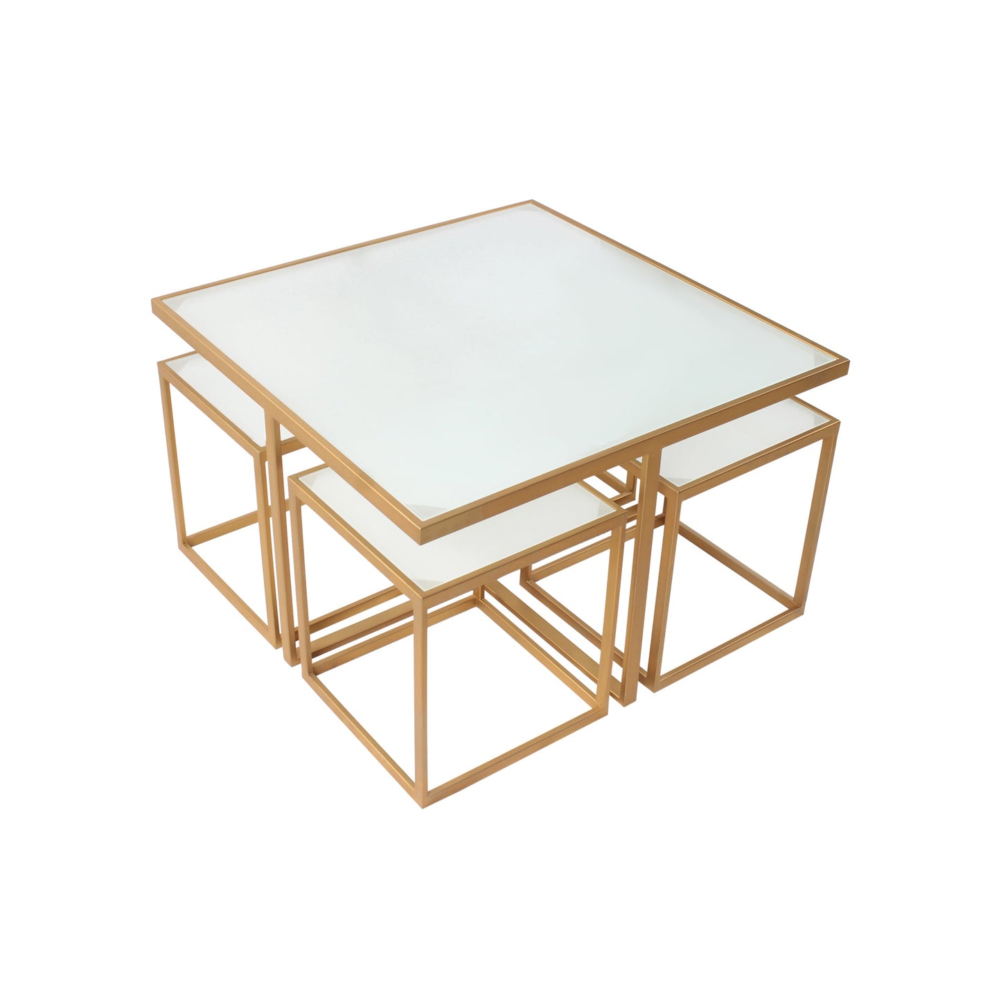 Klaus Frosted Glass Nesting Coffee Table in Dark Gold Finish(Set Of 5)