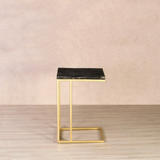Orla  Wooden C Table In Antique Gold Finish