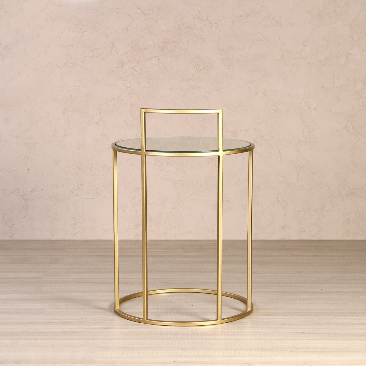 Jamina Glass Side Table In Gold Finish
