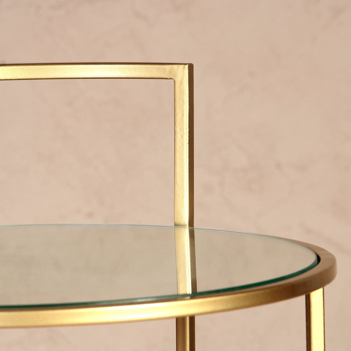 Jamina Glass Side Table In Gold Finish